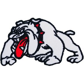 Bulldog Embroidered Iron on Patch Applique Animal Patch Dog Patch, Black/white/red
