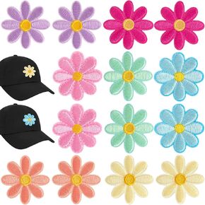 24pcs Flower Iron on Patches for Clothes, Small Daisy Sew on Applique Patch, Cute Daisy Flower Embroidered Applique for Jeans Jackets Backpacks-8 Colors