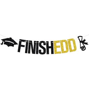 Finishedd Banner - Congrats EDD Grad, I'm Done, You Did It Bunting Sign, Doctorate of Education Degree Graduation Party Decorations Supplies