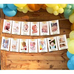 JeVenis Boho First Trip Around the Sun Decoration 12 Months Photo Banner One in the Sun Party Decoration Sunshine Groovy One First Birthday 1st Birthday Decoration