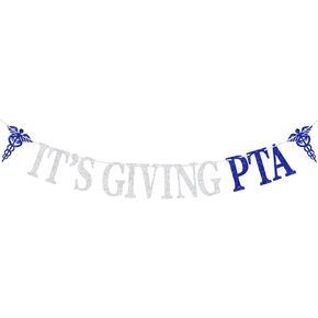 Blue Glitter It's Giving PTA Banner, PTA Class of 2025/So Proud of You/Future PT, 2025 PT/PTA Graduation Party Decorations Supplies