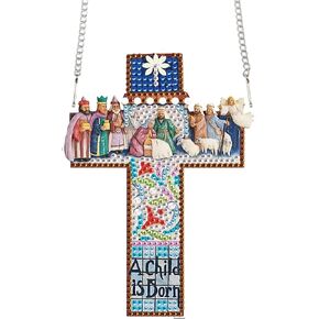 Tdferan Diamond Painting Pendant Cross DIY Diamond Art Ornament Kits Window Pendant ، Painting Diamond Hanging ، Diamond Paint