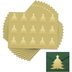 150 PCS Gold Christmas Envelope Seal Stickers Foil Christmas Tree Labels ملصقات لبطاقات عيد الميلاد حقيبة هدايا