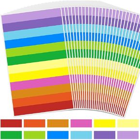 480Pcs Color Coding Labels, 12 Colors Rectangular Colored Label Stickers 3.1×0.8 Inch, Assorted Removable Labels for Classroom Office Labeling Marking(480 Labels)