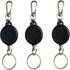QPINGH 3 Pack Retractable Keychain, Stainless Steel Retractable Badge Holder Reel Clip ID Badge Holder with Steel Wire Rope