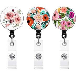 حامل الشارة قابلة للسحب ممرضة شارة شارة بكرة مع مقطع معرف التمساح (نمط الأزهار 6Pack) in Kuwait