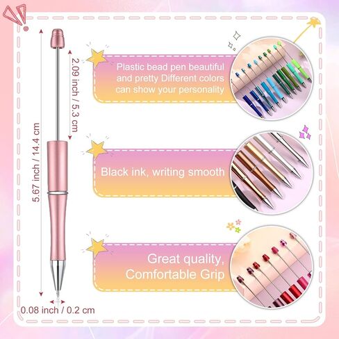 Kosiz 300 PCS PEADER PEN BEAR BEAD BEAD PEN PEN DIY Black Ink Ballpoint for DIY Making Kids Office Office School School Supplies (Candy Color) in Saudi Arabia