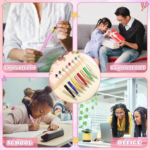 Kosiz 300 PCS PEADER PEN BEAR BEAD BEAD PEN PEN DIY Black Ink Ballpoint for DIY Making Kids Office Office School School Supplies (Candy Color) in Saudi Arabia