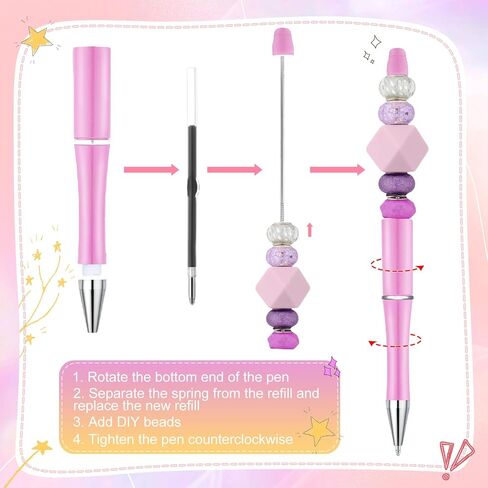 Kosiz 300 PCS PEADER PEN BEAR BEAD BEAD PEN PEN DIY Black Ink Ballpoint for DIY Making Kids Office Office School School Supplies (Candy Color) in Saudi Arabia