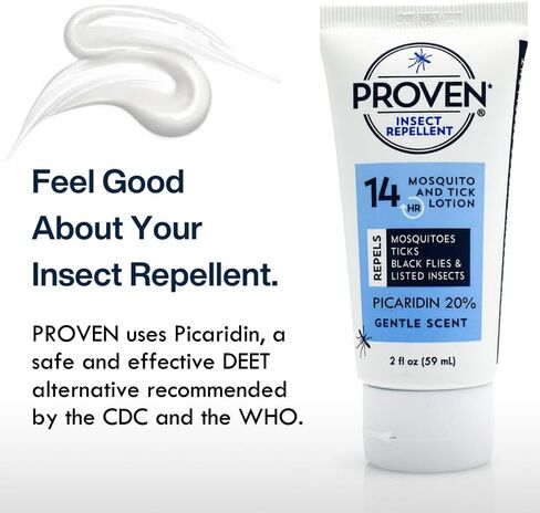 Proven Insect Repellent Lotion, Keep Mosquitoes, Ticks and Flies Off, DEET Alternative Repellent, Up to 14-Hour Protection, Great for Outdoor Camping and Hiking- 2 Ounce, Odorless Lotion, 2 Pack in Kuwait