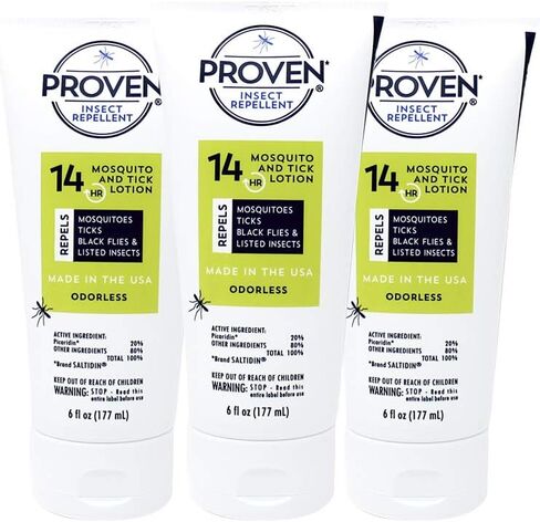 Proven Insect Repellent Lotion, Keep Mosquitoes, Ticks and Flies Off, DEET Alternative Repellent, Up to 14-Hour Protection, Great for Outdoor Camping and Hiking- 2 Ounce, Odorless Lotion, 2 Pack in Kuwait