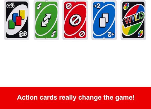 Mattel Games UNO Card Games, Left Hand Mattel Games UNO Game in Storage Tin with 112 Cards and Instructions, Travel Games in Saudi Arabia