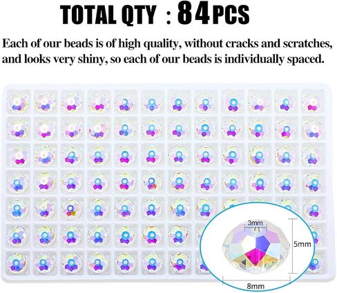 84pcs Glass Beads for Jewelry Making, 8mm Round Shape Multiple Faceted Spacer Beads Crystal Loose Beads for DIY Handcrafte Bracelet Necklace Earring,Pink in Saudi Arabia