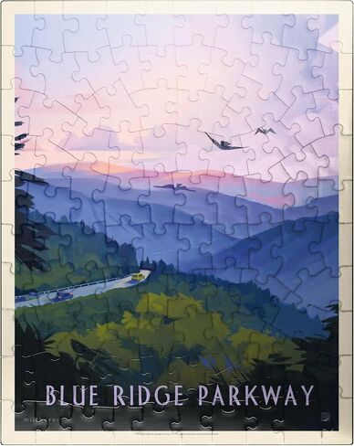 MyPuzzle Blue Ridge Parkway: Bird's Eye View, Vintage Poster - Premium 1000 Piece Jigsaw Puzzle for Adults in Saudi Arabia