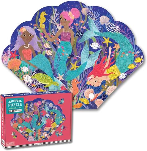 Mudpuppy Mermaid Cove – 75 Piece Unique Shell Shaped Scene Puzzle with Colorful and Fun Illustrations of Mermaid Life for Children Ages 5-7 in Saudi Arabia