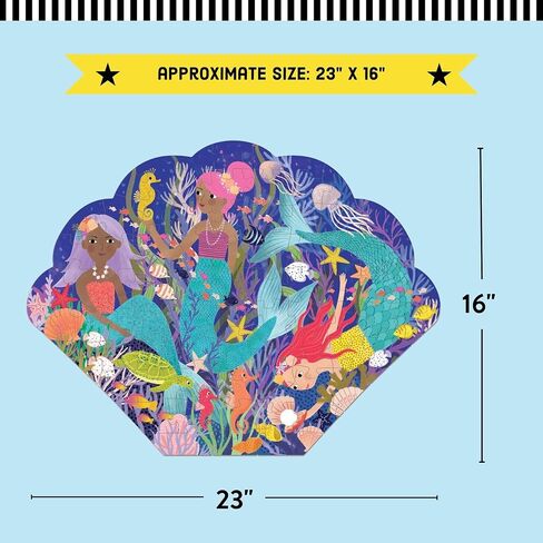 Mudpuppy Mermaid Cove – 75 Piece Unique Shell Shaped Scene Puzzle with Colorful and Fun Illustrations of Mermaid Life for Children Ages 5-7 in Saudi Arabia