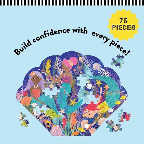 Mudpuppy Mermaid Cove – 75 Piece Unique Shell Shaped Scene Puzzle with Colorful and Fun Illustrations of Mermaid Life for Children Ages 5-7 in Saudi Arabia
