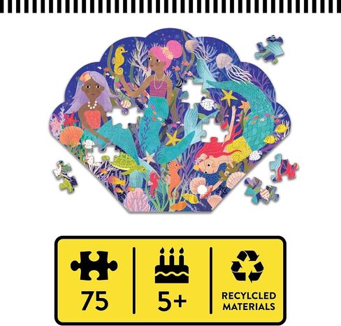 Mudpuppy Mermaid Cove – 75 Piece Unique Shell Shaped Scene Puzzle with Colorful and Fun Illustrations of Mermaid Life for Children Ages 5-7 in Saudi Arabia