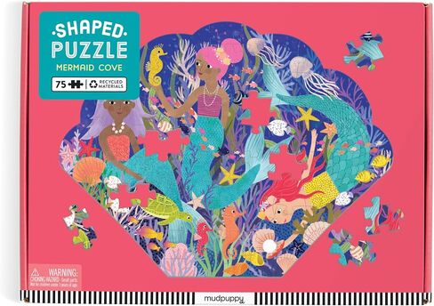 Mudpuppy Mermaid Cove – 75 Piece Unique Shell Shaped Scene Puzzle with Colorful and Fun Illustrations of Mermaid Life for Children Ages 5-7 in Saudi Arabia