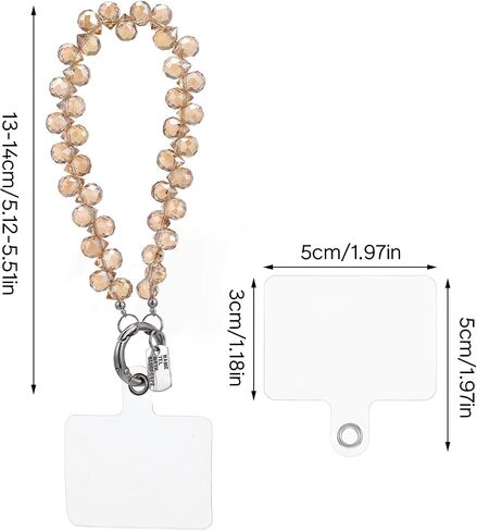 2pcs Crystal Beaded Phone Wrist Strap with Phone Tether Tab Cute Phone Bracelet Strap Blingbling Sparkling Phone Charms Strap for Women Wrist Strap for Phone Case，Cell Phone Lanyard（Black+Transparent） in Saudi Arabia