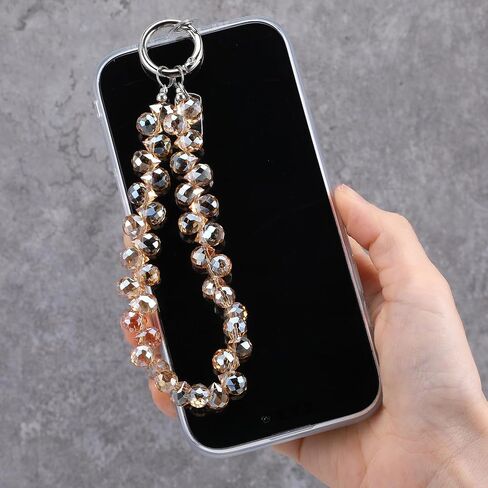 2pcs Crystal Beaded Phone Wrist Strap with Phone Tether Tab Cute Phone Bracelet Strap Blingbling Sparkling Phone Charms Strap for Women Wrist Strap for Phone Case，Cell Phone Lanyard（Black+Transparent） in Saudi Arabia