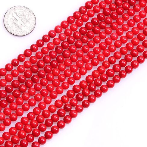 JOE FOREMAN 4mm Red Coral Round Beads for Jewelry Making Strand 15" Natural Stone Semi Precious Gemstone DIY Handmade Craft Supplies in Saudi Arabia