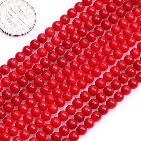 JOE FOREMAN 4mm Red Coral Round Beads for Jewelry Making Strand 15" Natural Stone Semi Precious Gemstone DIY Handmade Craft Supplies in Saudi Arabia