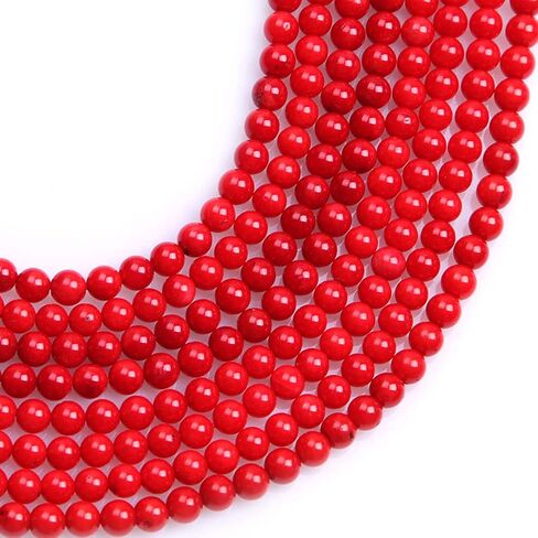 JOE FOREMAN 4mm Red Coral Round Beads for Jewelry Making Strand 15" Natural Stone Semi Precious Gemstone DIY Handmade Craft Supplies in Saudi Arabia