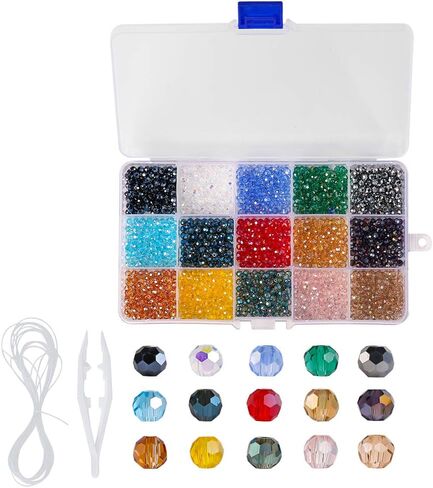 حبات زجاجية مكعب 6 مم لصنع المجوهرات ، AB Color 450 PCS Crystal Spacer حبات للأساور والقلائد وملحقات القرط ... in Kuwait