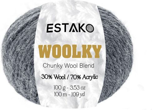 Estako Woolky, 70% Acrylic 30% Wool Yarn, Soft, Chunky Bulky Weight #5 for Crochet and Knitting 3.53 Oz (100g) / 109 Yrds (100m) (4025 - Royal Blue) in Saudi Arabia