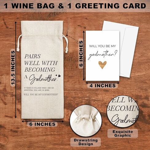 OICPYD Godfather Proposal Gifts, Godfather Wine Bag, Will You Be My Godfather Gifts, God Father's Proposal Gifts, Baptism Decorations, 1 Pc Wine Bag With Greeting Card (G22) in Saudi Arabia