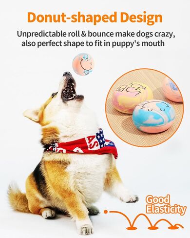 SCHITEC Squeaky Dog Toys, Funny Interactive Puppy Ball Toy, [6 Pack] Latex Rubber Squeak Pet Balls for Puppies Small Breed Dogs in Kuwait