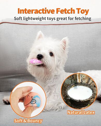 SCHITEC Squeaky Dog Toys, Funny Interactive Puppy Ball Toy, [6 Pack] Latex Rubber Squeak Pet Balls for Puppies Small Breed Dogs in Kuwait