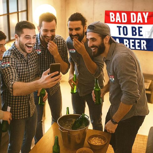 Bad Day to Be A Beer 3 x 2in Embroidered Funny Hook and Loop Backing Beer Meme Morale Patch for Backpacks, Hats, Jackets, Vests, Dog Harness, Patch Wall (1 pcs) in Kuwait