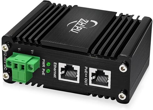حاقن PoE صناعي بمنفذين، حاقن Gigabit 30W PoE+ المقوى IEEE802.3 عند محول POE POE Midspan بحد أقصى 60 وات طاقة منفذ واحد عبر إيثرنت مع حامل سكة DIN لإدخال تيار مستمر 12-48 فولت in Kuwait