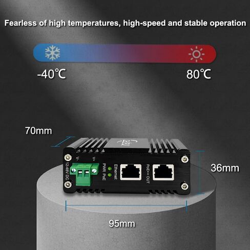 حاقن PoE صناعي بمنفذين، حاقن Gigabit 30W PoE+ المقوى IEEE802.3 عند محول POE POE Midspan بحد أقصى 60 وات طاقة منفذ واحد عبر إيثرنت مع حامل سكة DIN لإدخال تيار مستمر 12-48 فولت in Kuwait