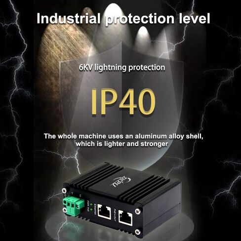حاقن PoE صناعي بمنفذين، حاقن Gigabit 30W PoE+ المقوى IEEE802.3 عند محول POE POE Midspan بحد أقصى 60 وات طاقة منفذ واحد عبر إيثرنت مع حامل سكة DIN لإدخال تيار مستمر 12-48 فولت in Kuwait