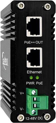 حاقن PoE صناعي بمنفذين، حاقن Gigabit 30W PoE+ المقوى IEEE802.3 عند محول POE POE Midspan بحد أقصى 60 وات طاقة منفذ واحد عبر إيثرنت مع حامل سكة DIN لإدخال تيار مستمر 12-48 فولت in Kuwait
