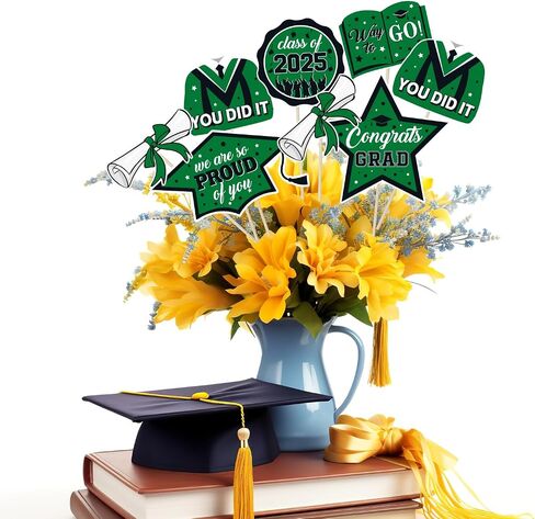 Graduation Decorations 2025, Graduation Centerpieces for Table Decorations Congrats Grad Class of 2025 Banner Balloons,2025 Graduation Party Decorations(Green) in Saudi Arabia