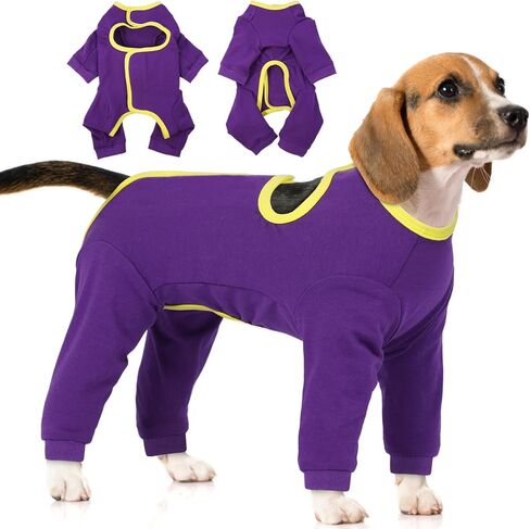 IECOii Dog Surgery Suit Dog,Adjustable Recovery Suit to Stop Licking,Large Coverage Onesie After Surgery Doggy Chest and Leg Wounds Bandages,Pet Shedding Shirt with Long Sleeve,Purple,Large in Saudi Arabia
