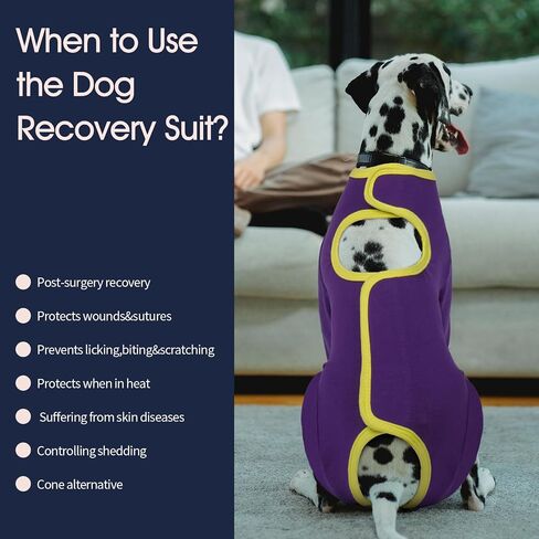 IECOii Dog Surgery Suit Dog,Adjustable Recovery Suit to Stop Licking,Large Coverage Onesie After Surgery Doggy Chest and Leg Wounds Bandages,Pet Shedding Shirt with Long Sleeve,Purple,Large in Saudi Arabia