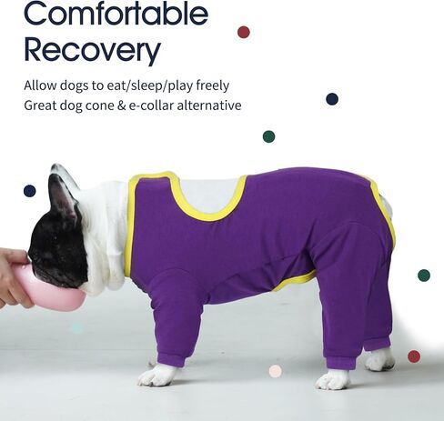 IECOii Dog Surgery Suit Dog,Adjustable Recovery Suit to Stop Licking,Large Coverage Onesie After Surgery Doggy Chest and Leg Wounds Bandages,Pet Shedding Shirt with Long Sleeve,Purple,Large in Saudi Arabia