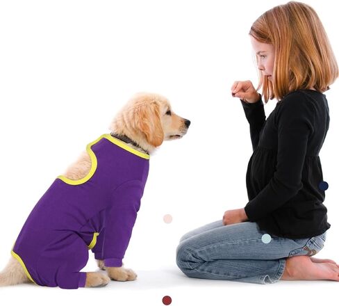 IECOii Dog Surgery Suit Dog,Adjustable Recovery Suit to Stop Licking,Large Coverage Onesie After Surgery Doggy Chest and Leg Wounds Bandages,Pet Shedding Shirt with Long Sleeve,Purple,Large in Saudi Arabia