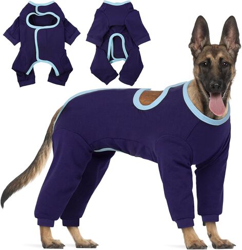 IECOII Dog Surgery Cog ، بدلة استرداد قابلة للتعديل للتوقف عن لعق ، تغطية كبيرة على ذلك بعد الجراحة الصدر الكلب وجروح الساق ، قميص سفك الحيوانات الأليفة مع الأكمام الطويلة ، الأرجواني ، كبير in Kuwait