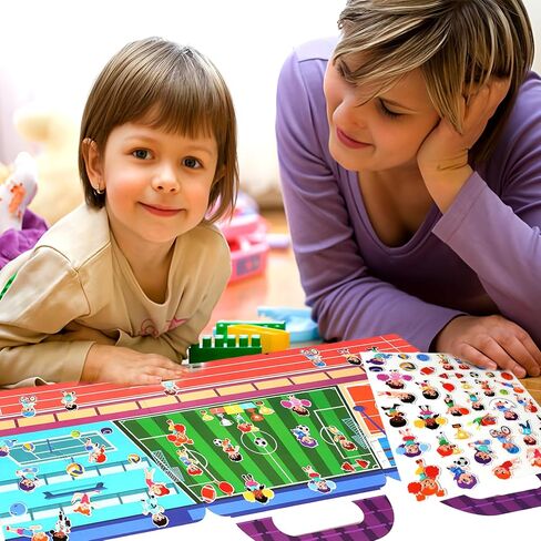 Buffy Sticker Book Pink Sports Meeting موضوع إعادة الاستخدام - ملصقات قابلة للإزالة ألعاب التعليم المبكر لنشاط أزياء الأطفال ، كتب القصص الإبداعية للأطفال الصغار الذين يبلغون من العمر 3 سنوات in Kuwait