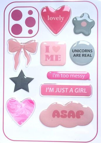 3D Puffy Phone Stickers – Cute & Trendy Sticker Set for Phone Cases-No Glue-Self-Adhesive (Black Rouge) in Saudi Arabia