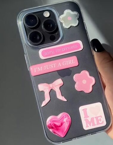 3D Puffy Phone Stickers – Cute & Trendy Sticker Set for Phone Cases-No Glue-Self-Adhesive (Black Rouge) in Saudi Arabia