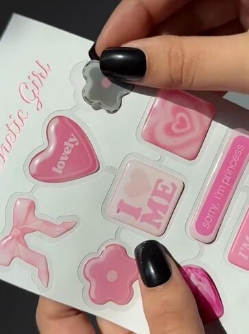 3D Puffy Phone Stickers – Cute & Trendy Sticker Set for Phone Cases-No Glue-Self-Adhesive (Black Rouge) in Saudi Arabia