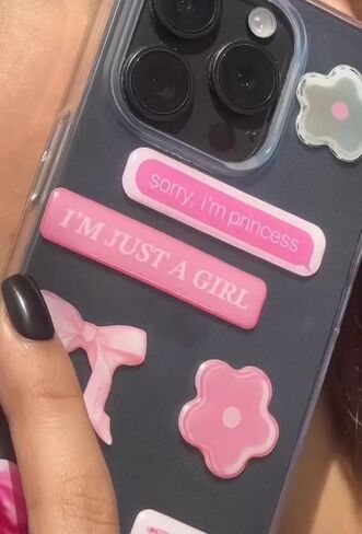 3D Puffy Phone Stickers – Cute & Trendy Sticker Set for Phone Cases-No Glue-Self-Adhesive (Black Rouge) in Saudi Arabia
