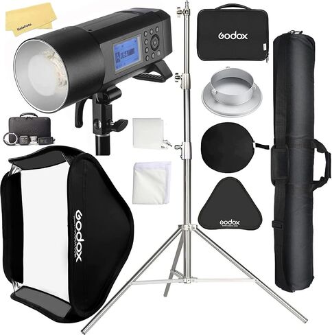 Godox AD400 Pro AD400Pro 400ws GN72 TTL ضوء أحادي يعمل بالبطارية، 1/8000 HSS ضوء فلاش خارجي، نظام Godox 2.4G مدمج، 390 قوة كاملة، 0.01-1 ثانية وقت إعادة التدوير مع مجموعة Godox BD-08 in Saudi Arabia
